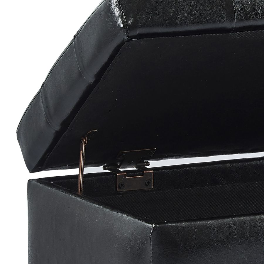 Pouf de rangement rectangulaire Winston en noir