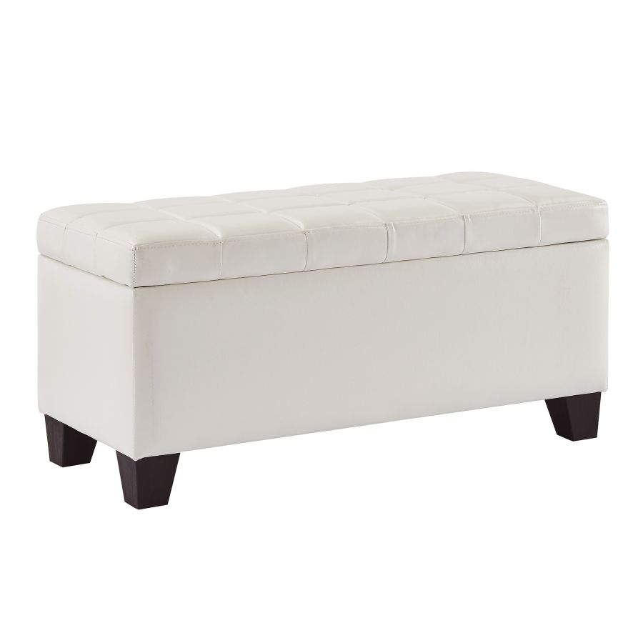 Pouf de rangement rectangulaire Winston en blanc