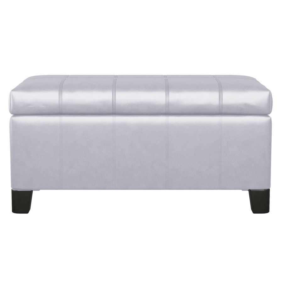 Pouf de rangement rectangulaire Bella en blanc