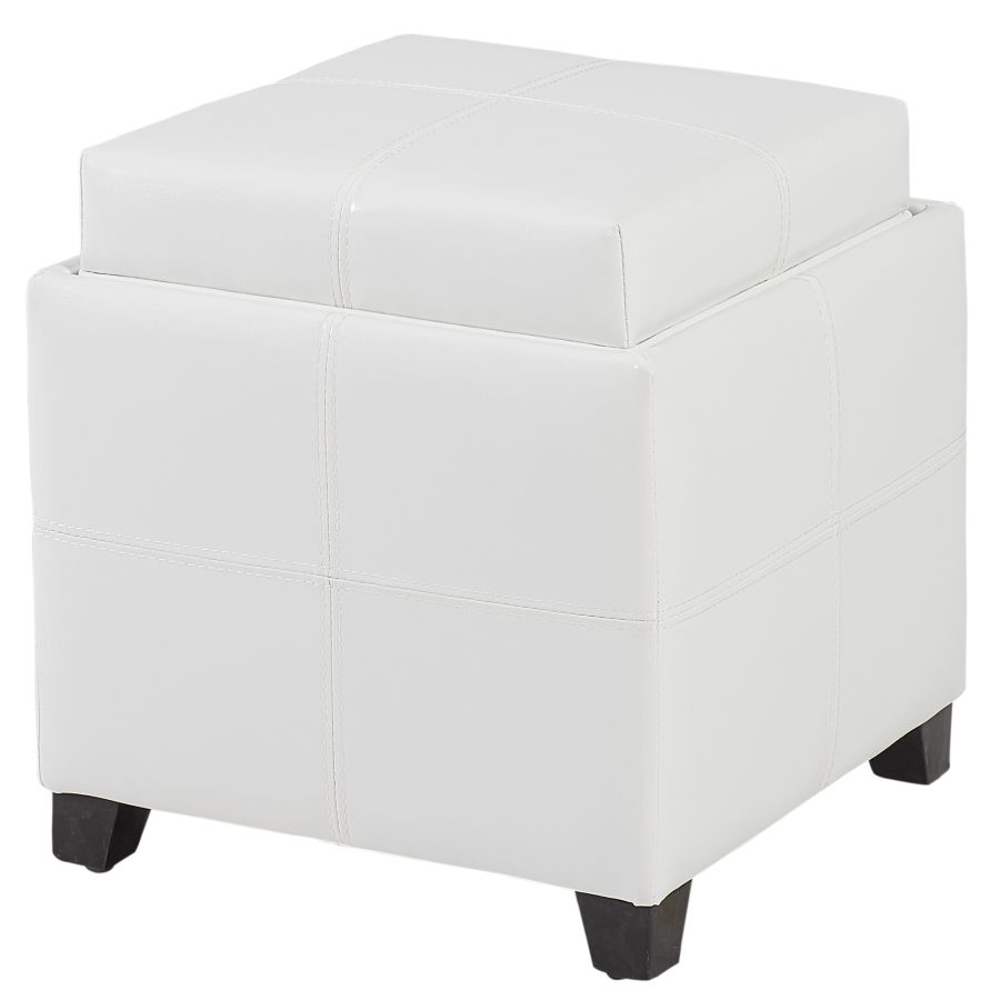 Pouf de rangement carré Anton II en blanc