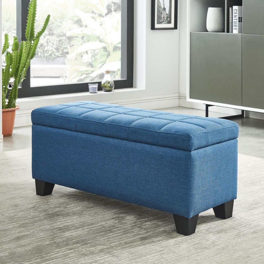 Pouf de rangement rectangulaire Lila en bleu