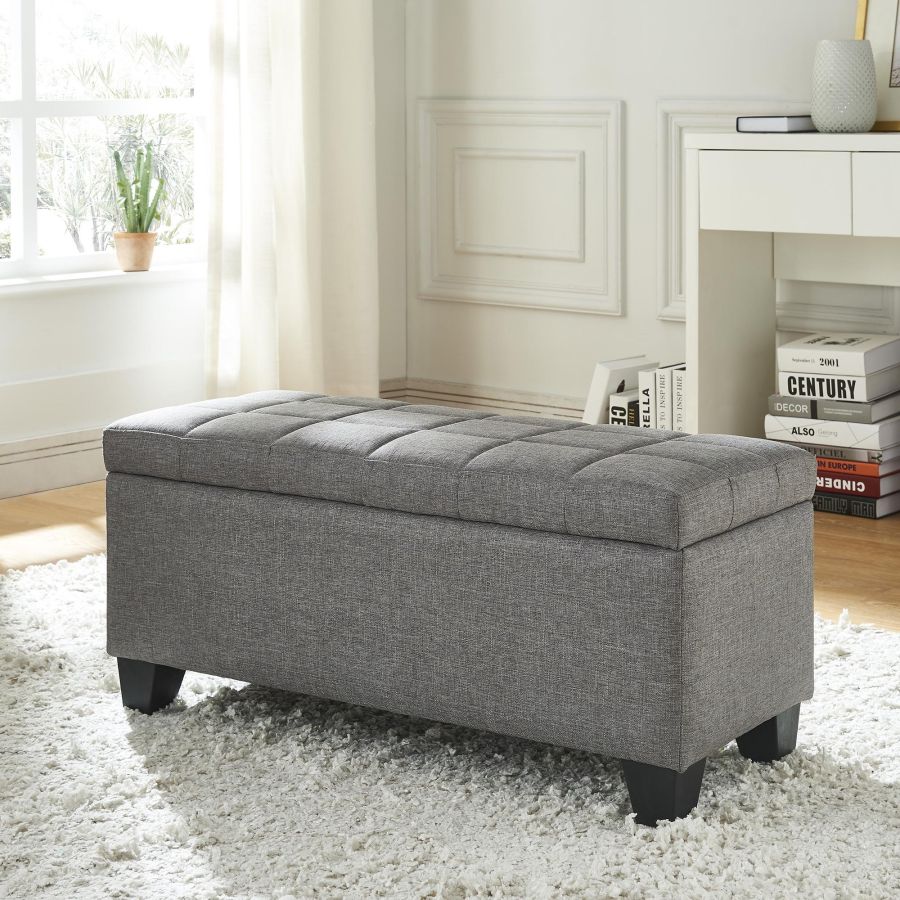 Pouf de rangement rectangulaire Lila en gris