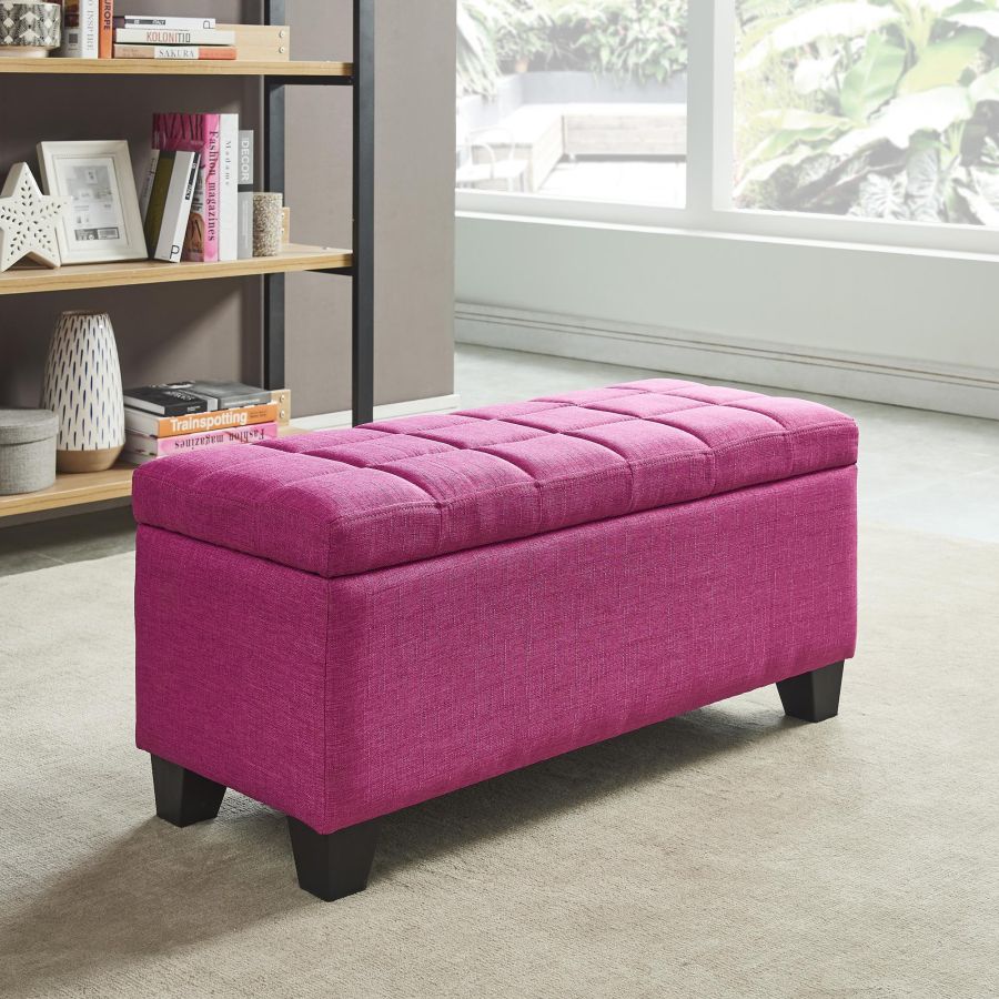 Pouf de rangement rectangulaire Lila en rose