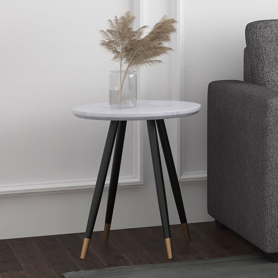 Table d'appoint ronde Emery en blanc