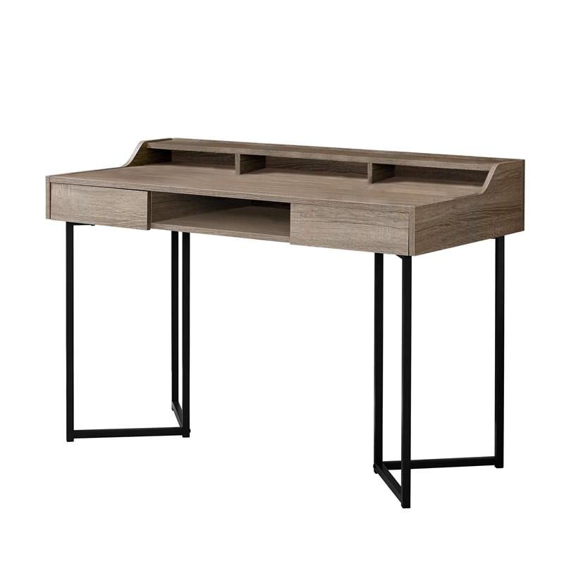 BUREAU D'ORDINATEUR - 48"L / TAUPE FONCE / METAL NOIR