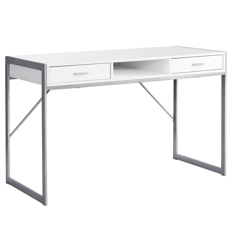 BUREAU D'ORDINATEUR - 48"L / BLANC / METAL ARGENT