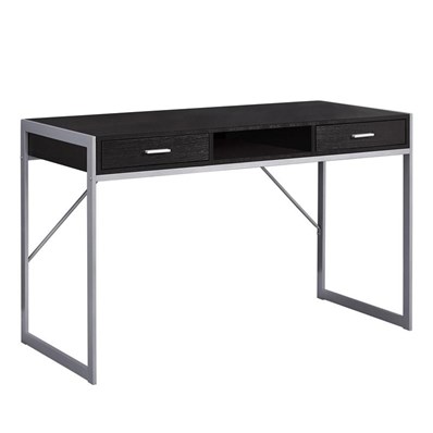 BUREAU D'ORDINATEUR - 48"L / ESPRESSO / METAL ARGENT