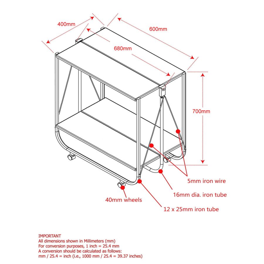 Chariot de bar à 2 niveaux Sumi en noir/chrome
