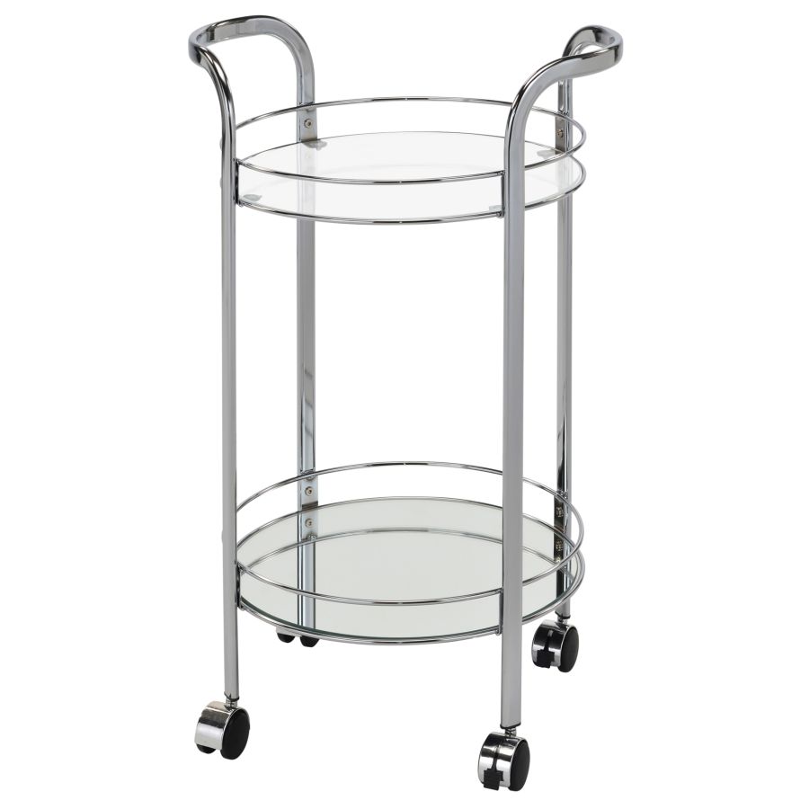 Chariot de bar à 2 niveaux Neema en chrome