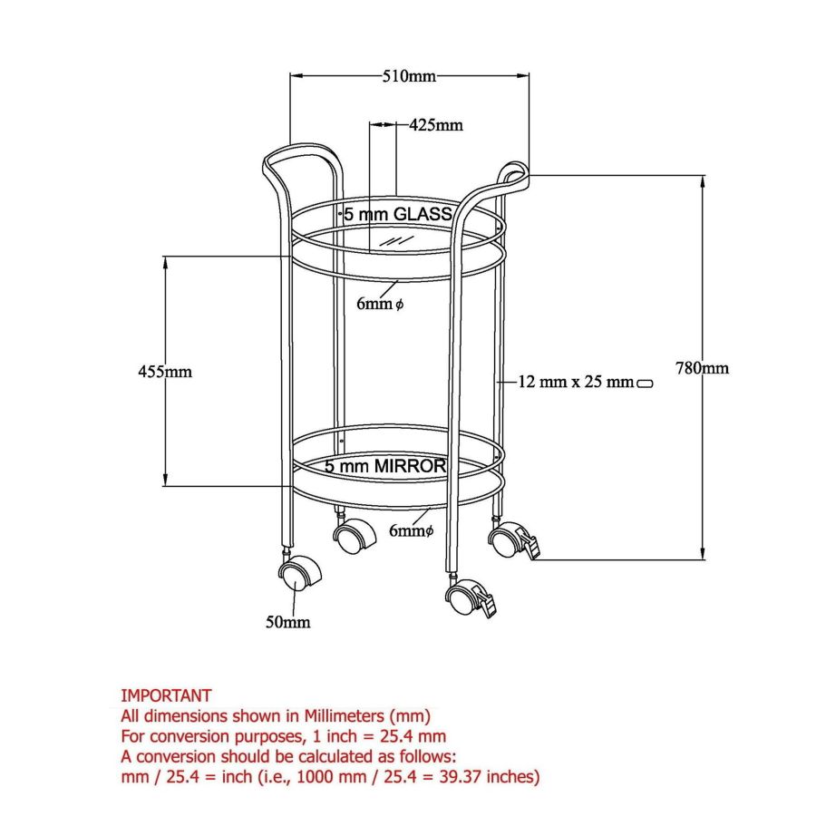 Chariot de bar à 2 niveaux Neema en chrome