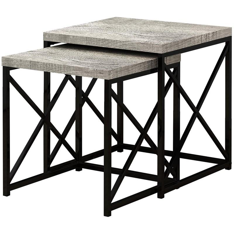 TABLE GIGOGNE - ENSEMBLE 2PCS / BOIS GRIS / NOIR