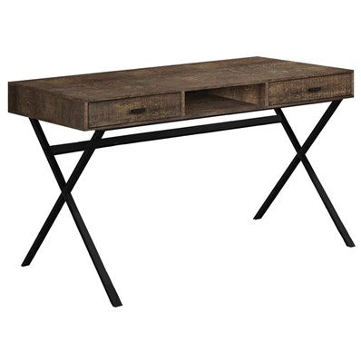 BUREAU D'ORDINATEUR - 48"L / BOIS DE RÉCUPÉRATION BRUN / MÉTAL NOIR