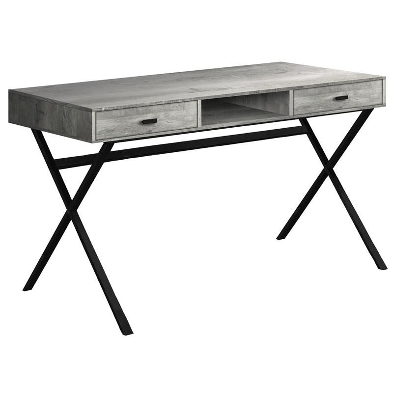 BUREAU D'ORDINATEUR - 48"L / BOIS DE RÉCUPÉRATION GRIS / MÉTAL NOIR