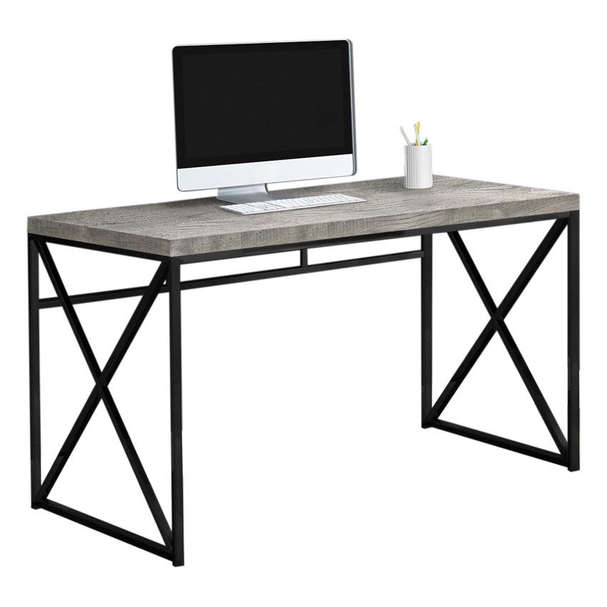BUREAU D'ORDINATEUR - 48"L / BOIS DE RÉCUPÉRATION GRIS / MÉTAL NOIR