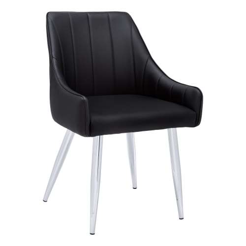 CHAISE DE SALLE A MANGER - 2PCS / 33"H / SIMILI-CUIR NOIR / CHROME