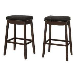 TABOURET DE BAR - 2PCS / 29"H / SIMILI-CUIR NOIR / ESPRESSO