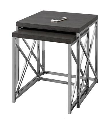 TABLE GIGOGNE - ENSEMBLE 2PCS / GRIS AVEC METAL CHROME