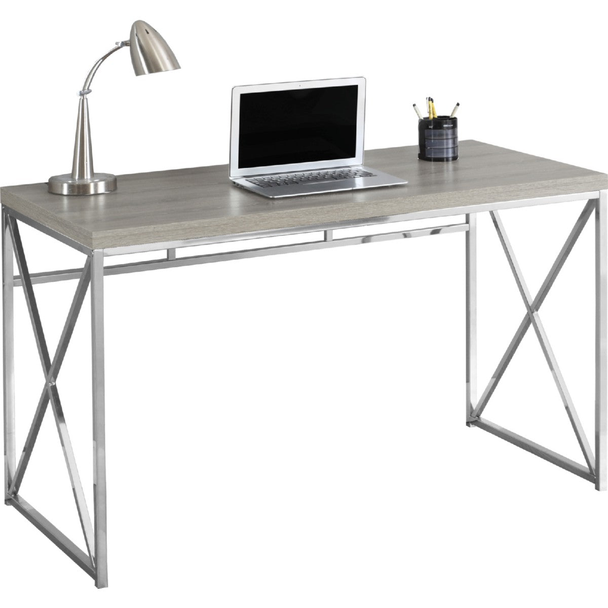 BUREAU D'ORDINATEUR - 48"L / TAUPE FONCE / METAL CHROME