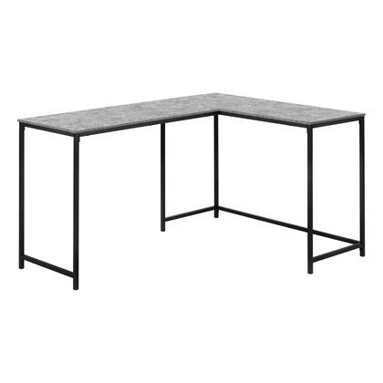 BUREAU D'ORDINATEUR - 58"L/ ASPECT PIERRE GRIS/ COIN METAL NOIR