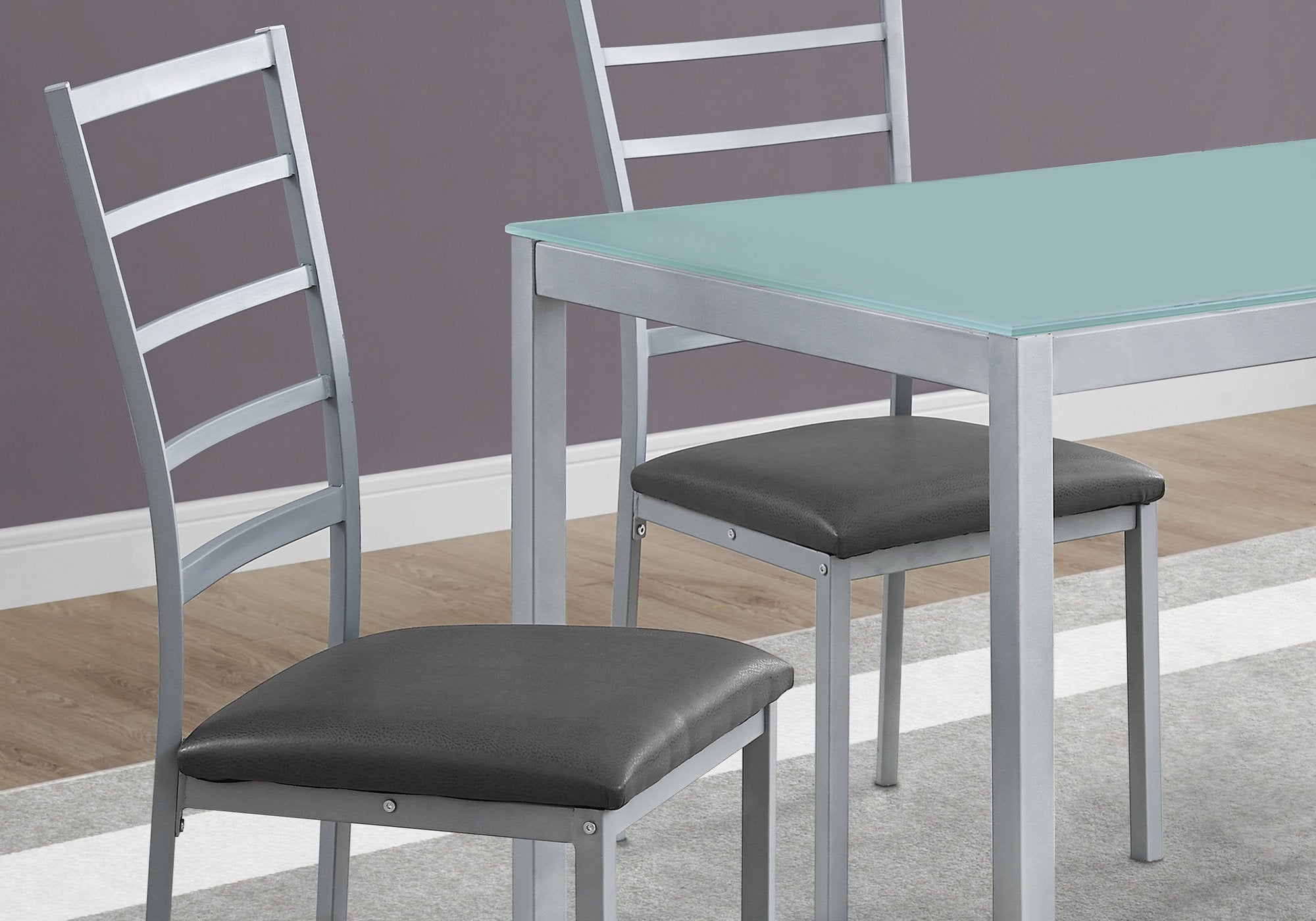 ENSEMBLE A DÎNER - ENSEMBLE 5PCS / ARGENT / VERRE TREMPÉ GIVRÉ