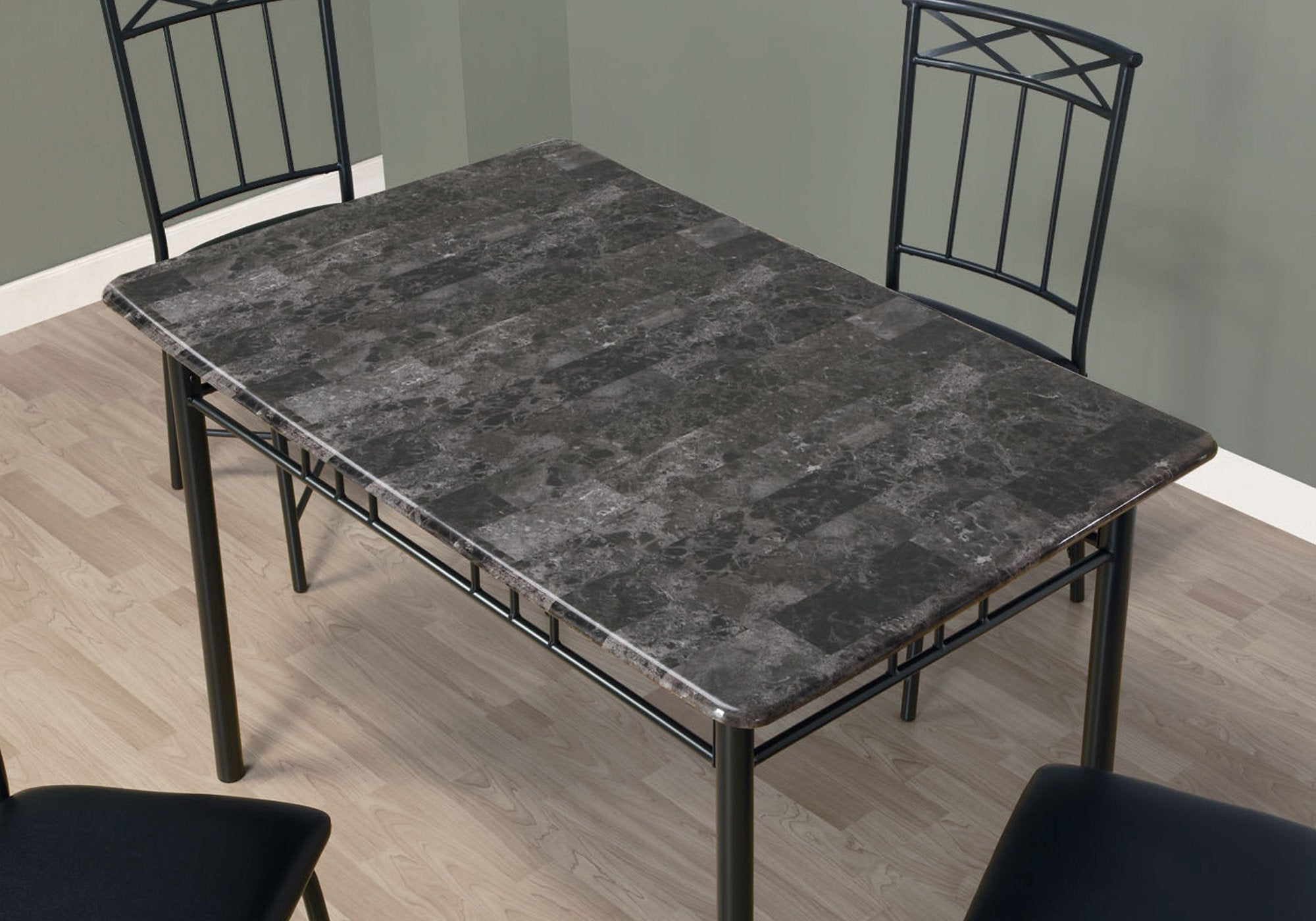 ENSEMBLE A DÎNER - ENSEMBLE 5PCS / MARBRE GRIS / METAL ANTHRACITE