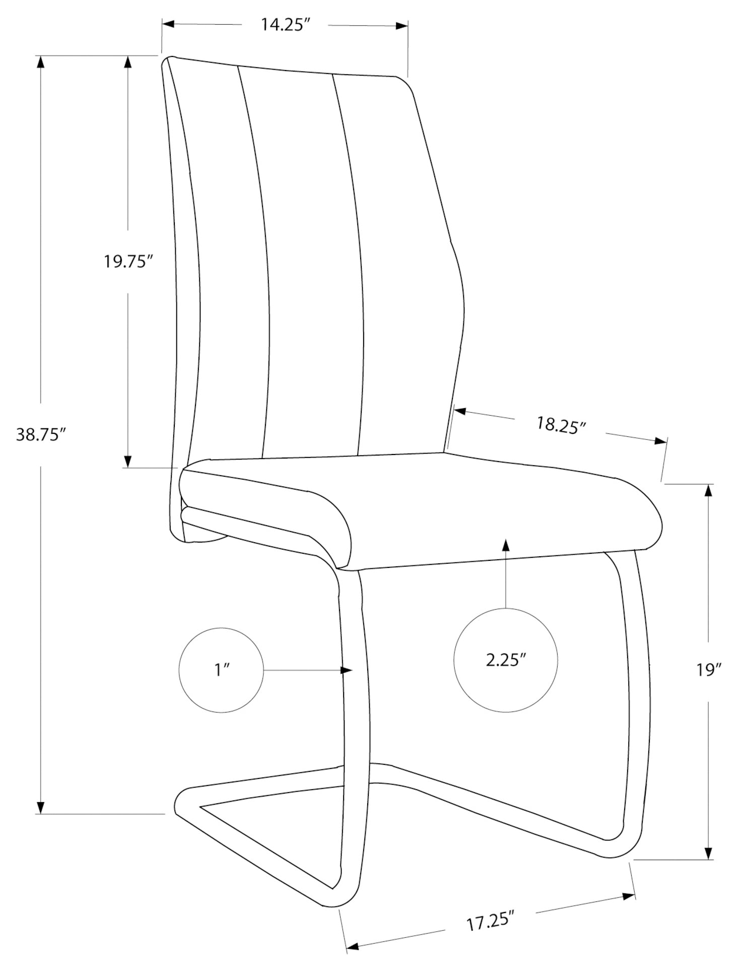CHAISE DE SALLE A MANGER - 2PCS / 39"H / VELOURS GRIS FONCE / CHROME
