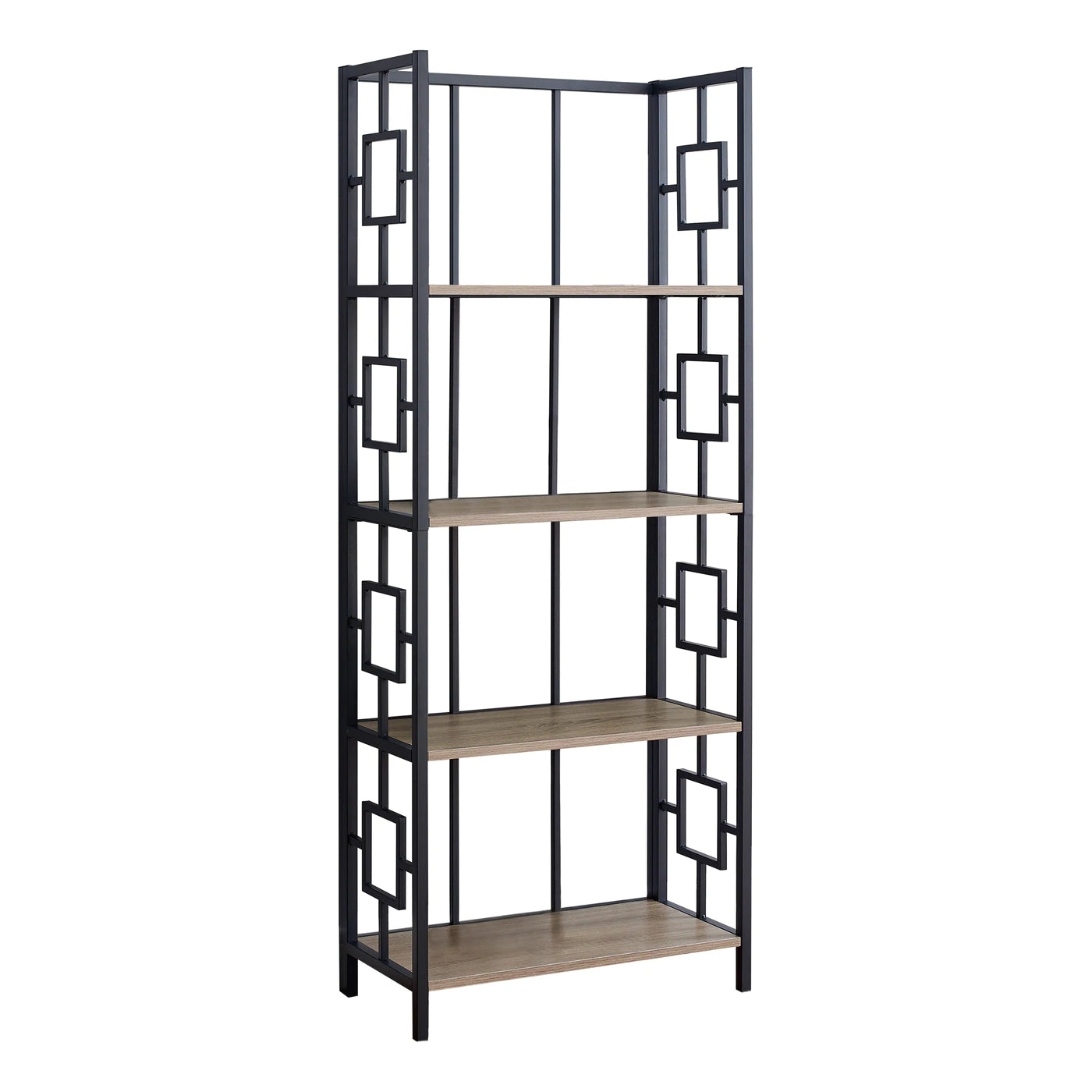 BIBLIOTHEQUE - 62"H / TAUPE FONCE / ETAGERE METAL NOIR