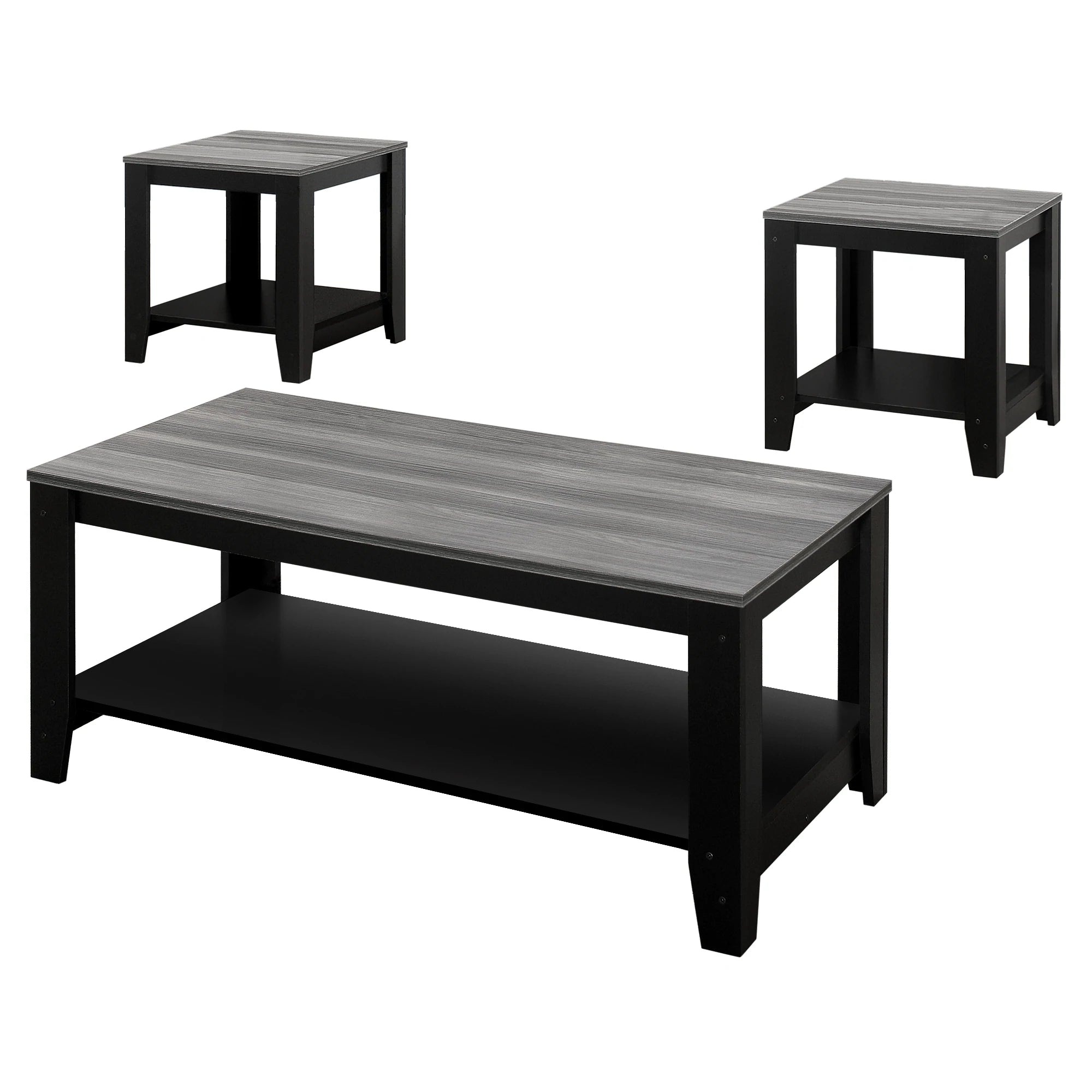 SET DE TABLE - SET 3PCS / NOIR / PLATEAU GRIS