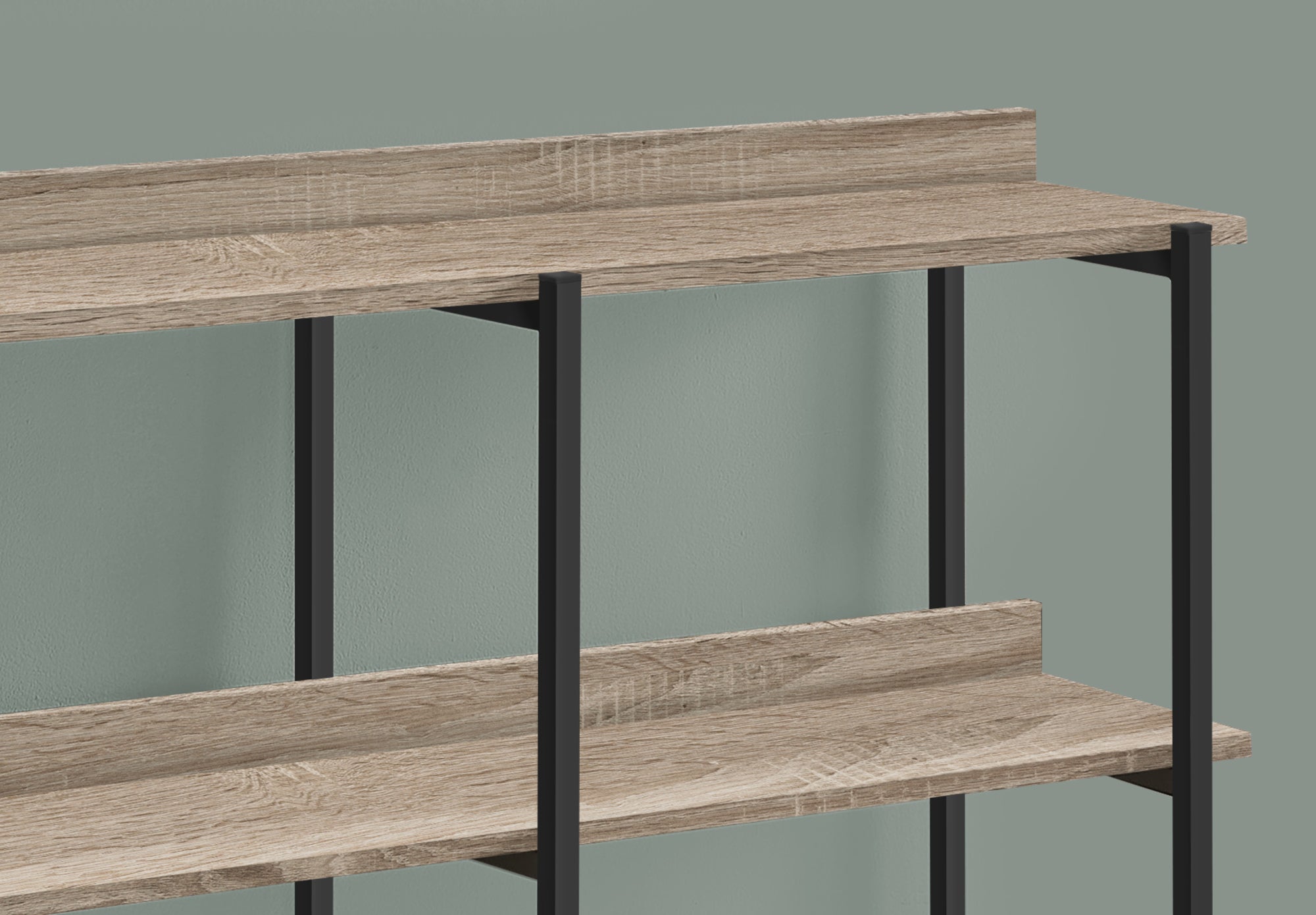 TABLE D'APPOINT - 48"L / FONCE TAUPE / CONSOLE METAL NOIR