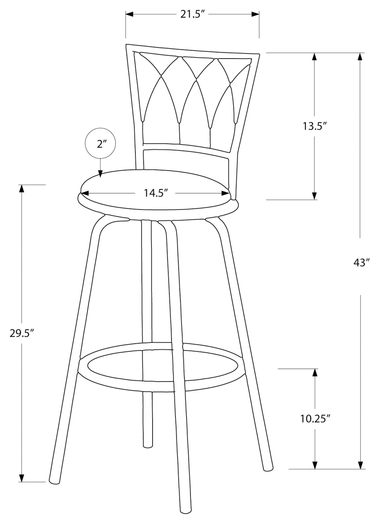 TABOURET DE BAR - 2PCS / 43"H / PIVOTANT / MÉTAL CAFÉ FONCÉ
