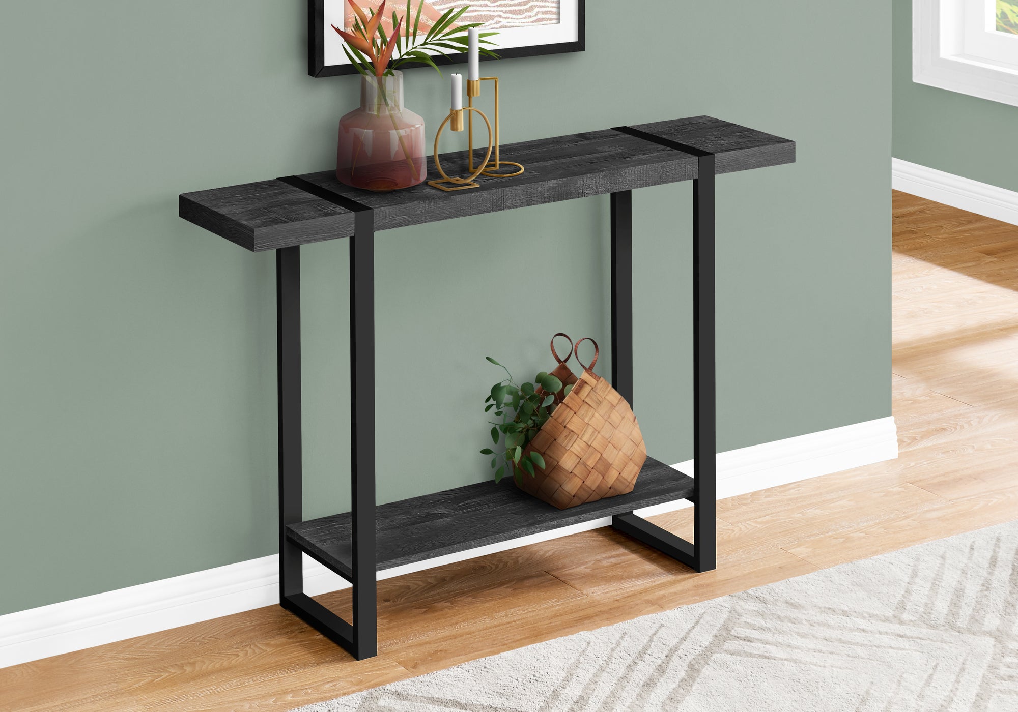 TABLE D'APPOINT - 48"L / ASPECT BOIS NOIR / NOIR