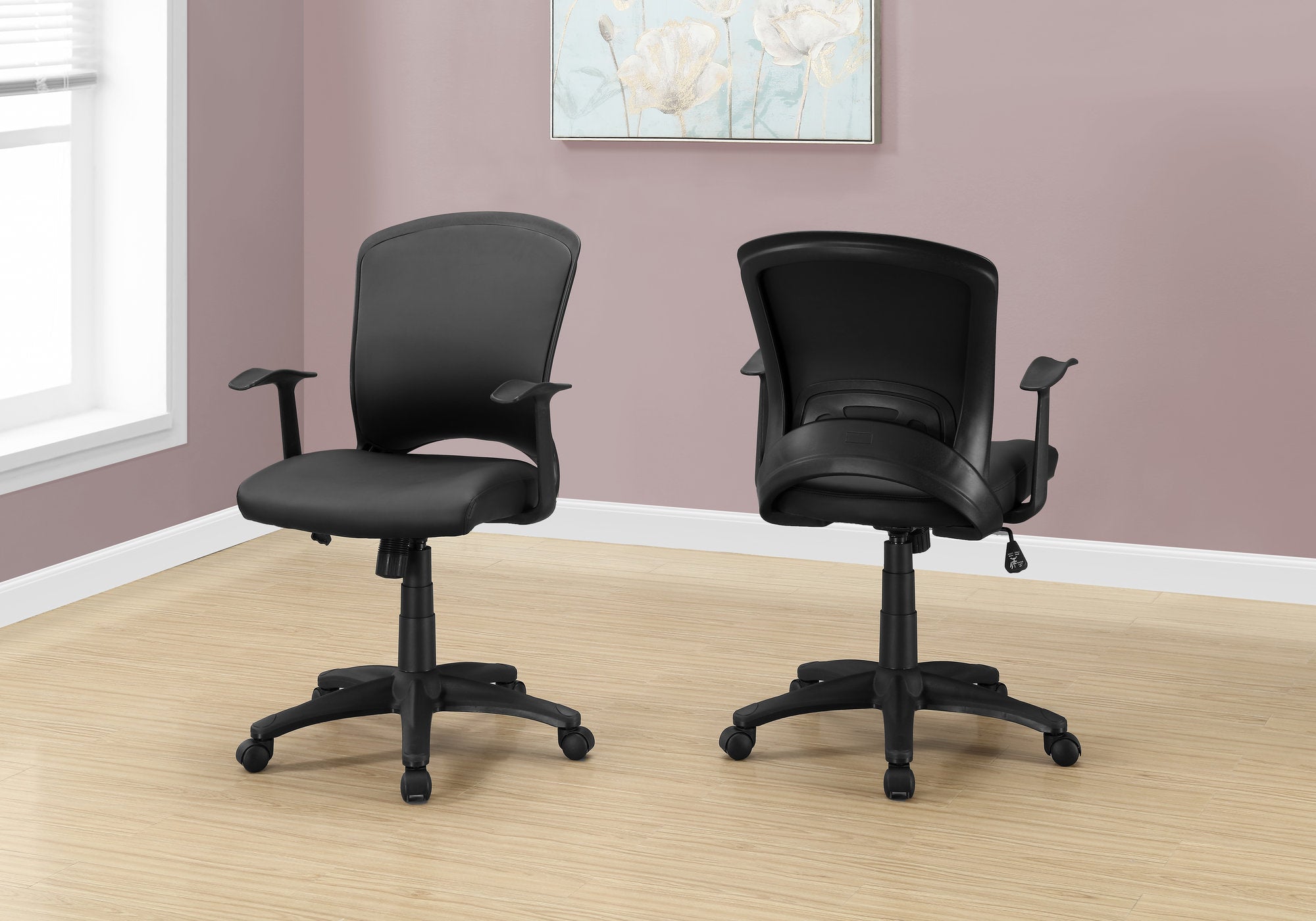 CHAISE DE BUREAU - SIMILICUIR NOIR / MULTIPOSITIONS