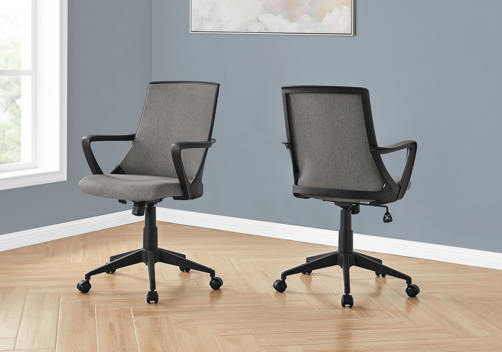 CHAISE DE BUREAU - NOIR / TISSU GRIS FONCÉ / MULTIPOSITIONS