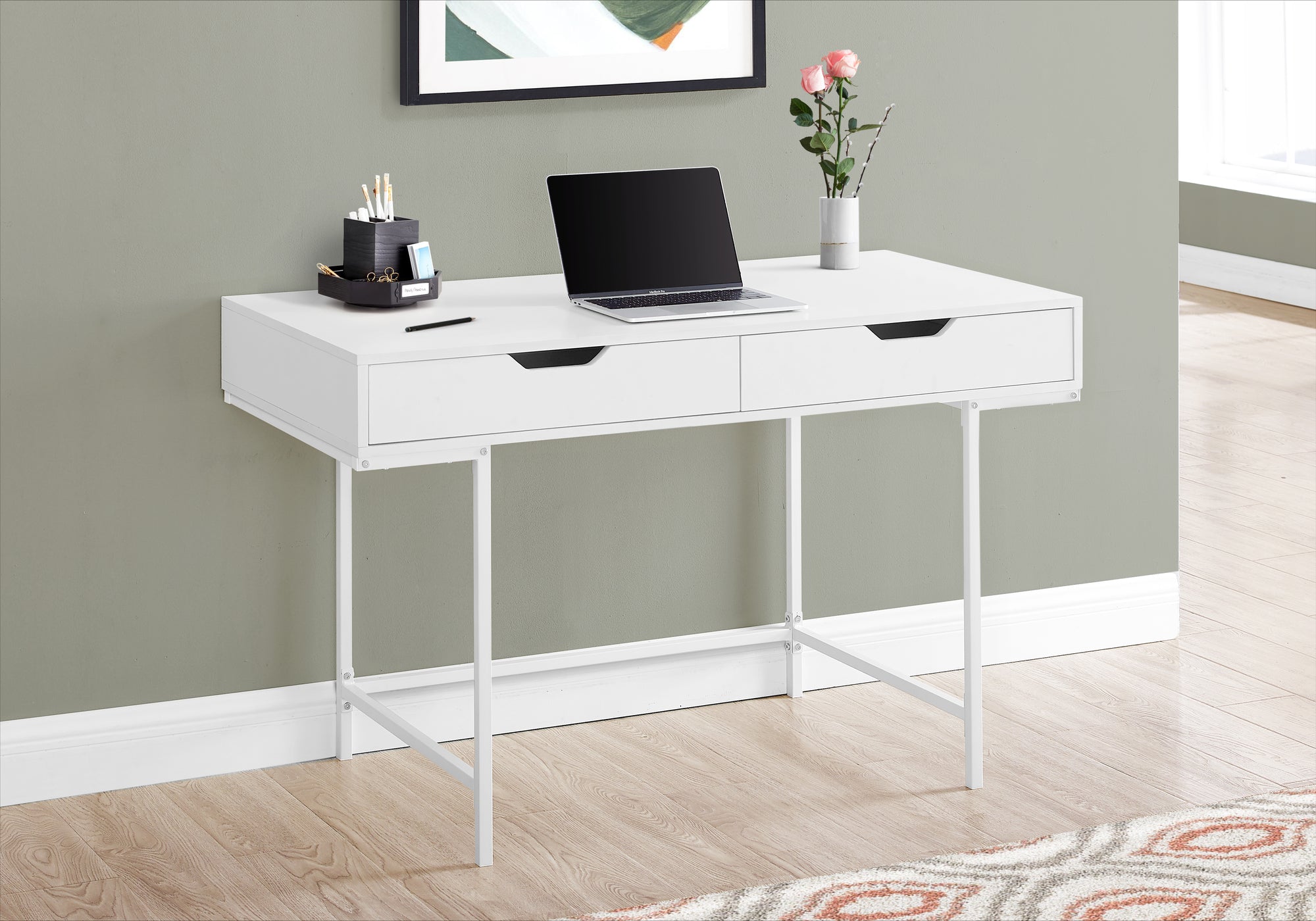 BUREAU D'ORDINATEUR - 48"L / BLANC / MÉTAL BLANC