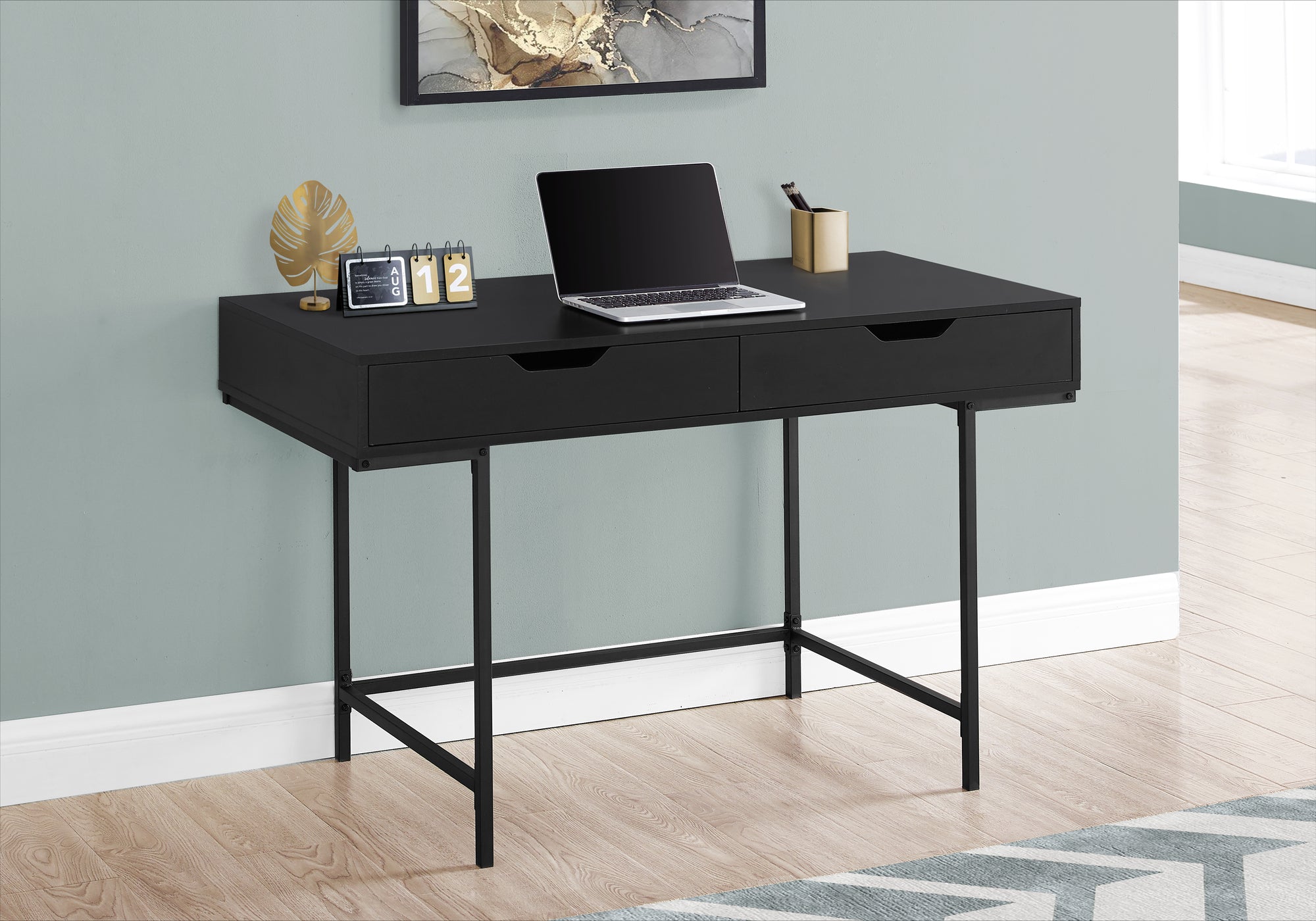 BUREAU D'ORDINATEUR - 48"L / NOIR / MÉTAL NOIR