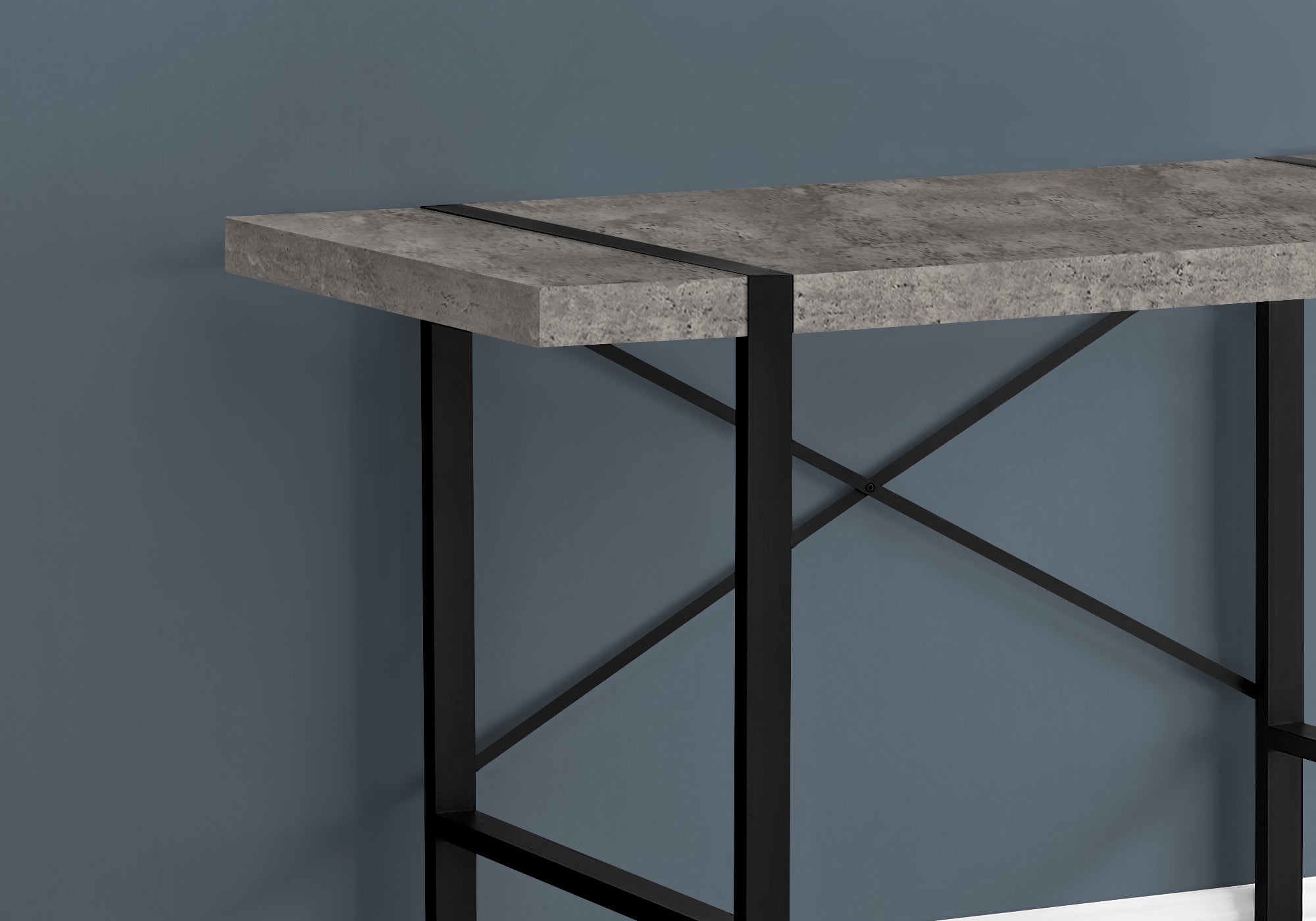 BUREAU D'ORDINATEUR - 48"L / ASPECT BÉTON GRIS / MÉTAL NOIR