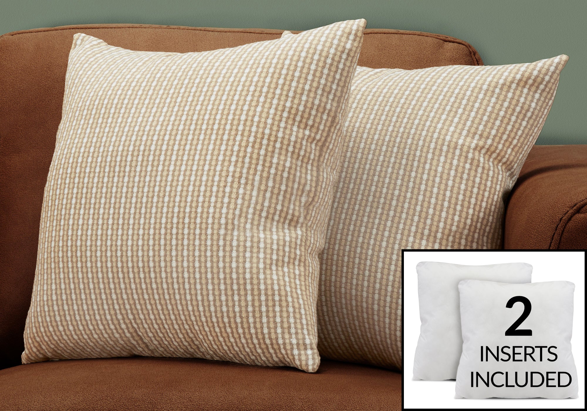 COUSSIN - 18"X 18" / POIS ABSTRAIT PÂLE / TAUPE FONCÉ / 2PCS