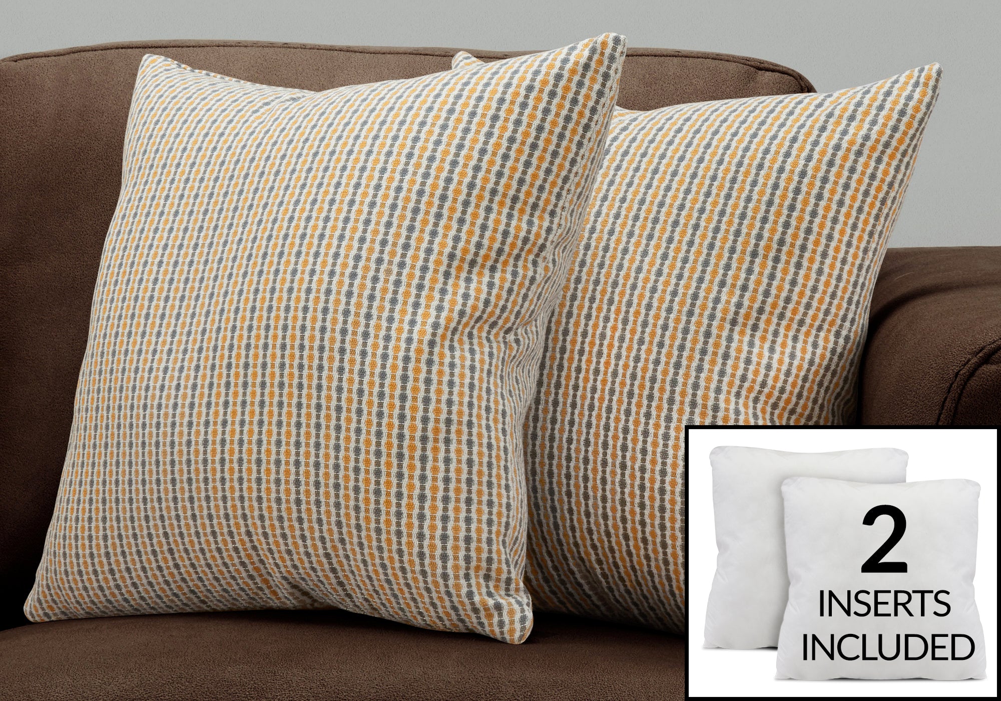 COUSSIN - 18"X 18" / OU / POIS ABSTRAIT GRIS / 2PCS