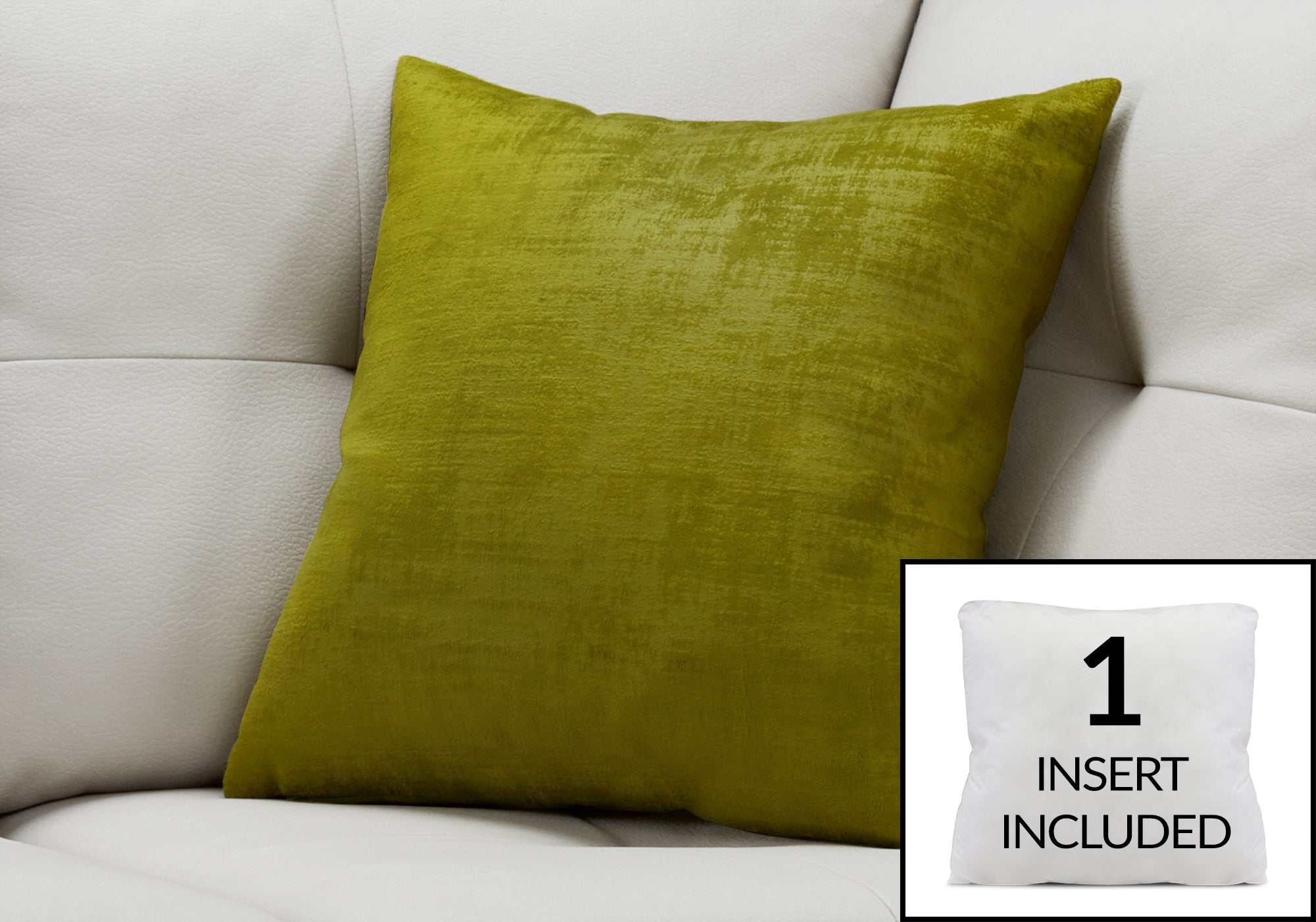 COUSSIN - 18"X 18" / VELOURS BROSSÉ VERT LIME / 1PC