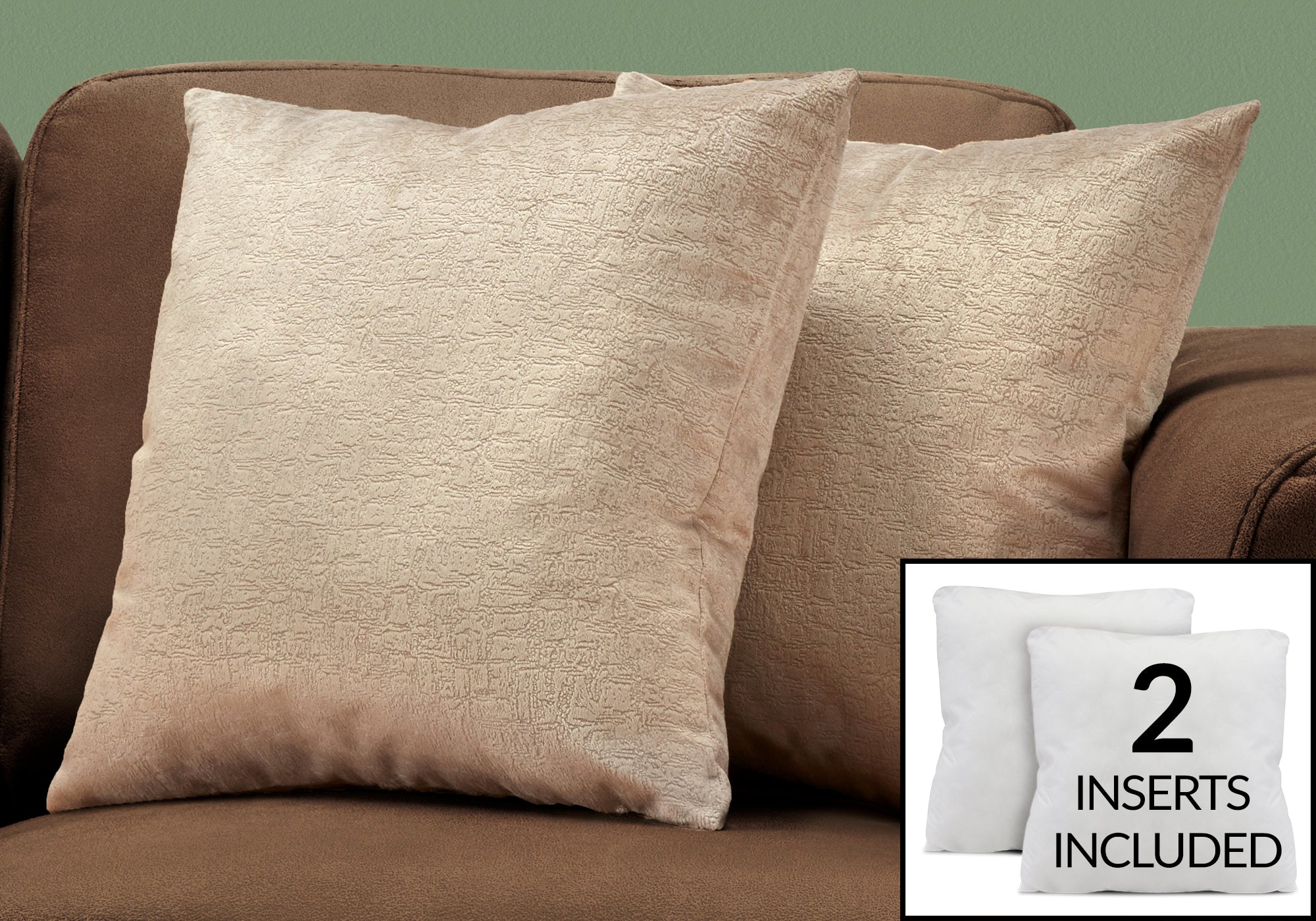 COUSSIN - 18"X 18" / VELOURS MOSAÏQUE TAUPE / 2PCS