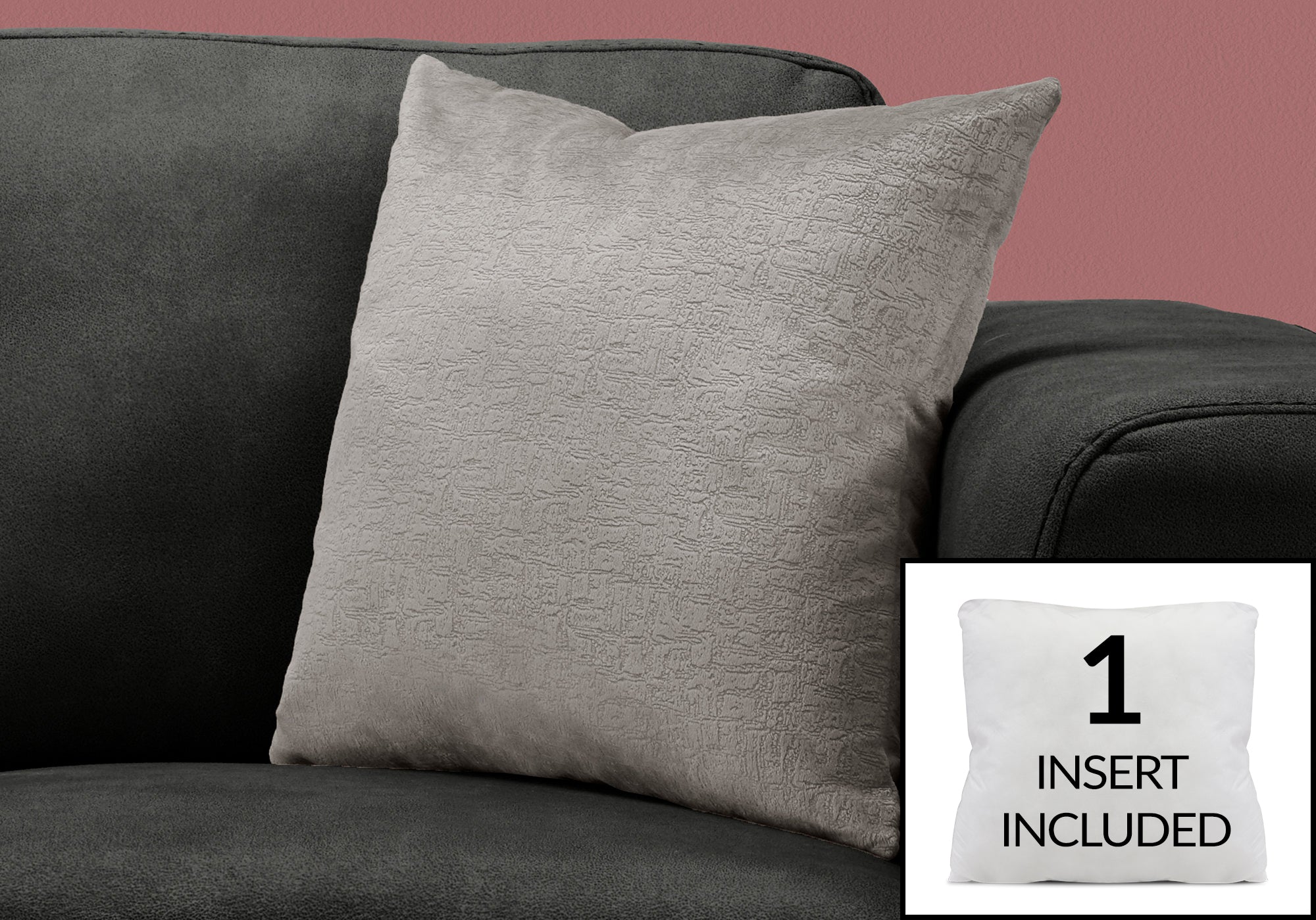 COUSSIN - 18"X 18" / VELOURS MOSAIQUE GRIS / 1PC