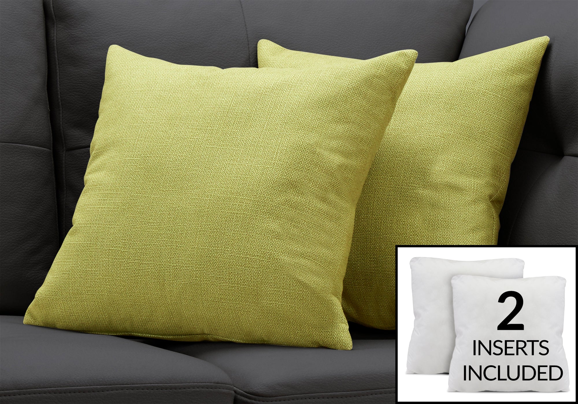 COUSSIN - 18"X 18" / MOTIF VERT LIME / 2PCS