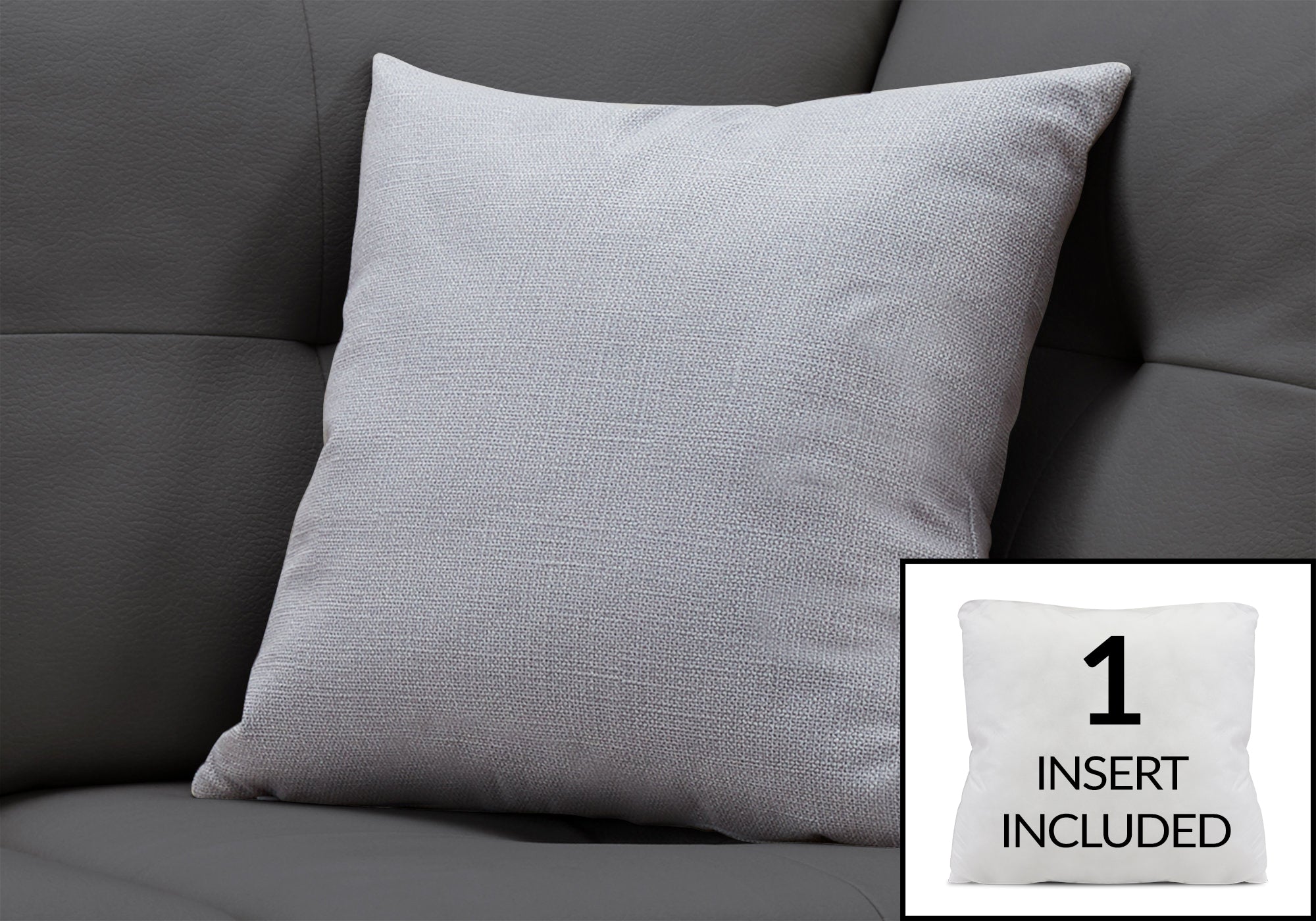 COUSSIN - 18"X 18" / MOTIF GRIS PÂLE / 1PC