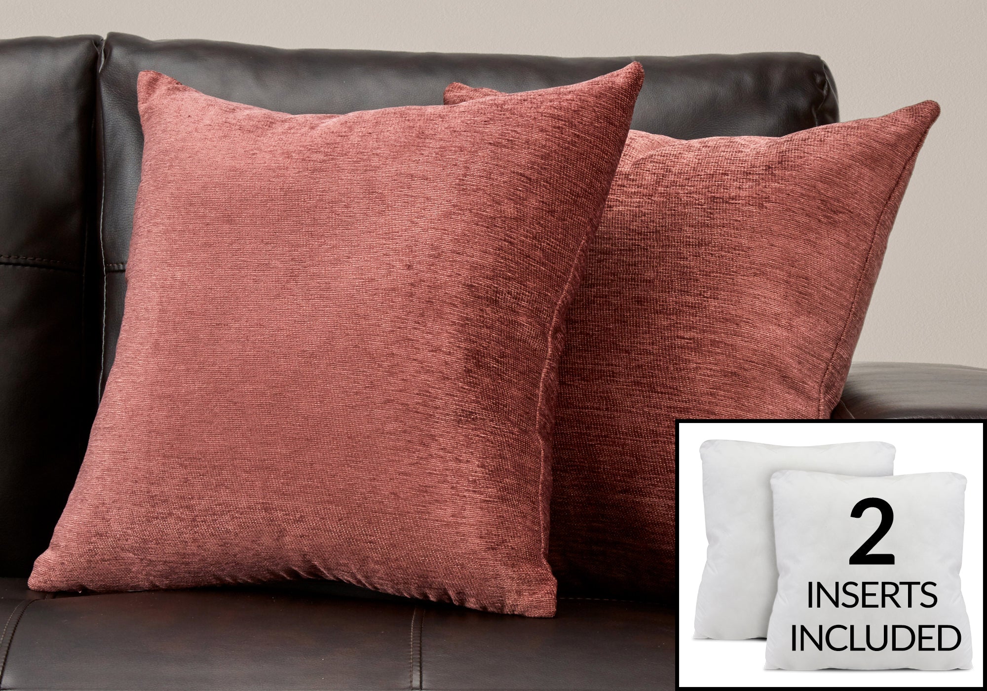 COUSSIN - 18"X 18" / ROSE POUSSIER SOLIDE / 2PCS