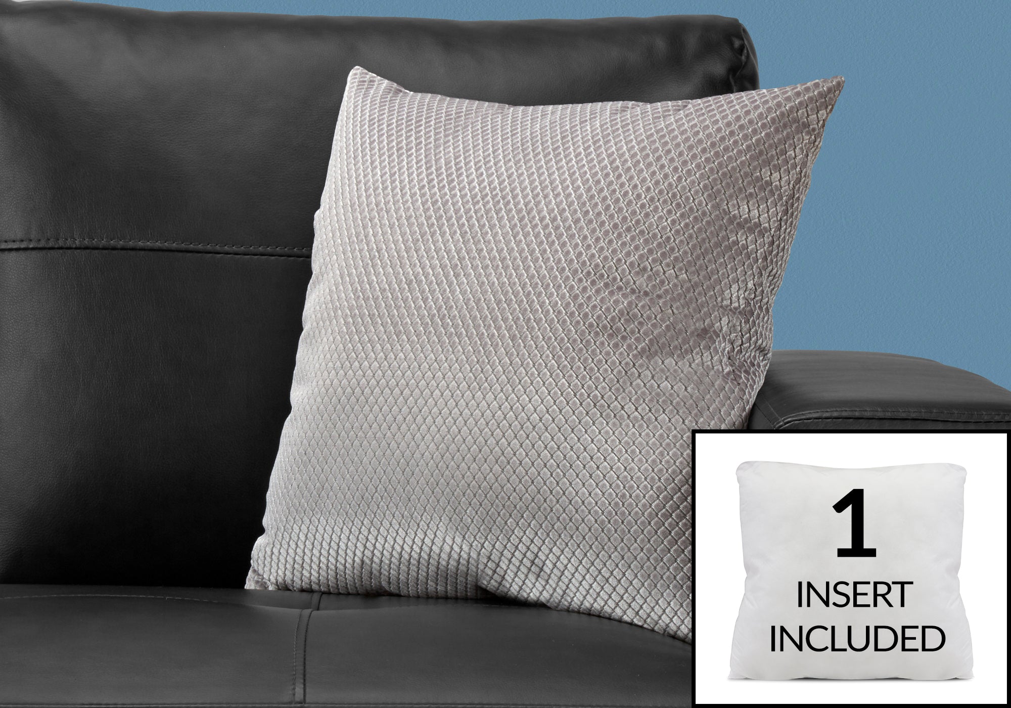COUSSIN - 18"X 18" / VELOURS DIAMANT ARGENT / 1PC