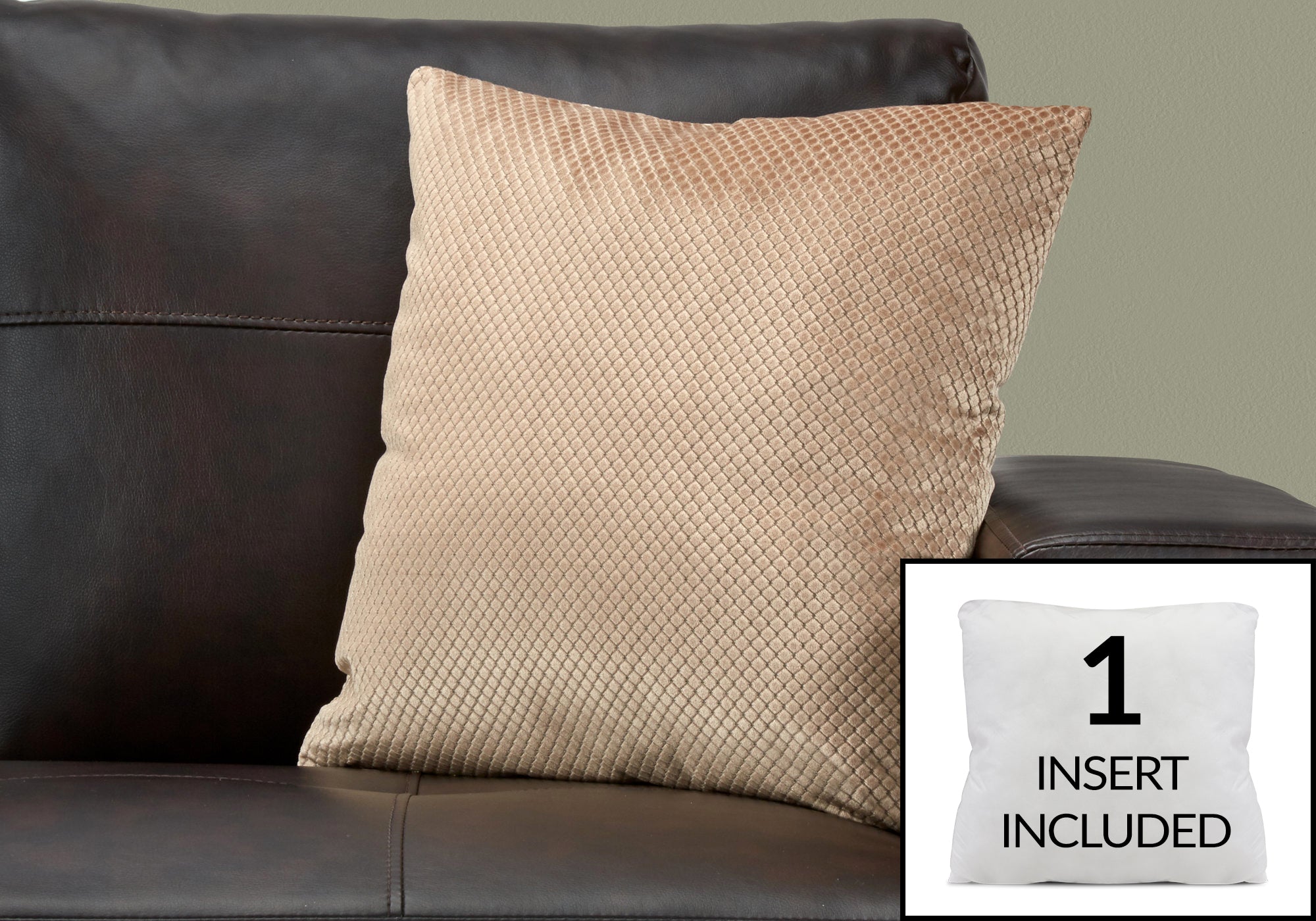 COUSSIN - 18"X 18" / VELOURS BEIGE DIAMANT / 1PC