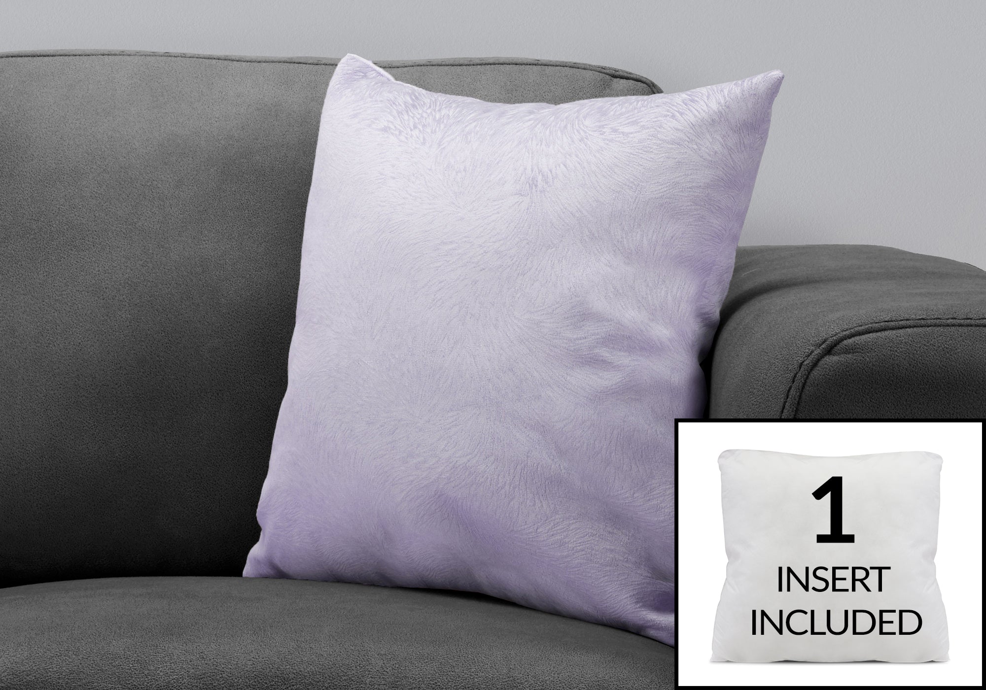 COUSSIN - 18"X 18" / VELOURS À PLUMES VIOLET CLAIR / 1PC