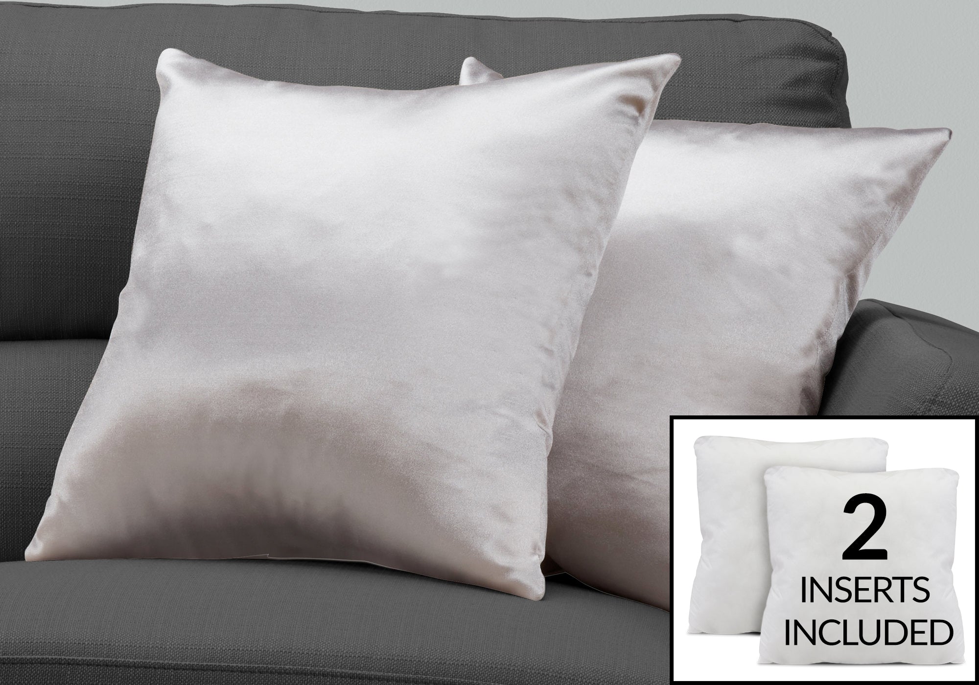 COUSSIN - 18"X 18" / ARGENT SATINÉ / 2PCS