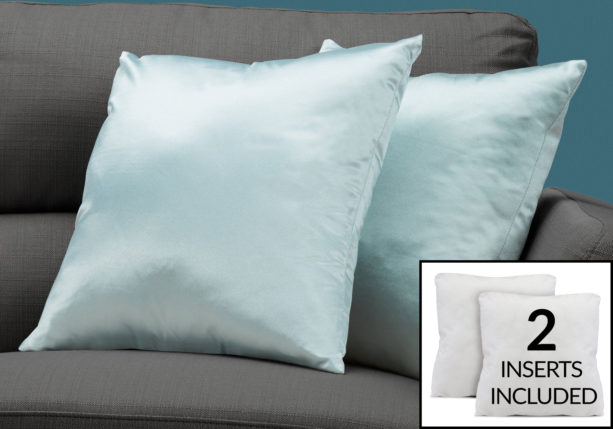 COUSSIN - 18"X 18" / SATIN MENTHE / 2PCS