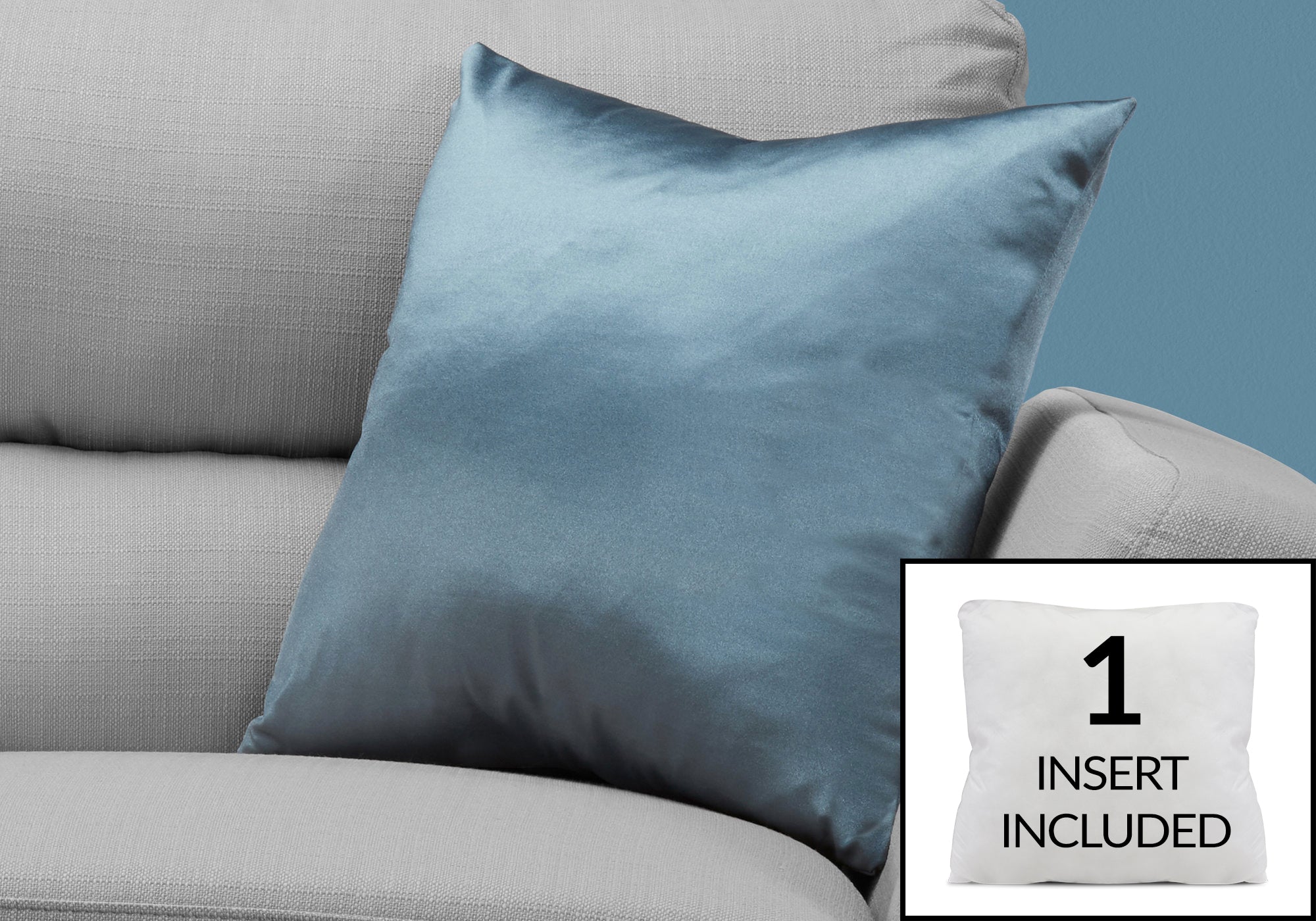 COUSSIN - 18"X 18" / BLEU PÂLE SATINÉ / 1PC